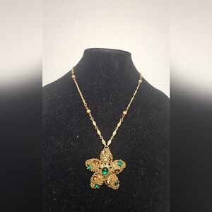 Vintage Ornate Rhinestone Statement Necklace